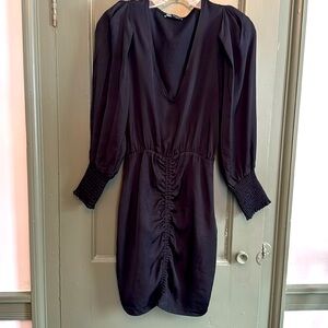 Zara ruched front puffed sleeve mini dress NWOT